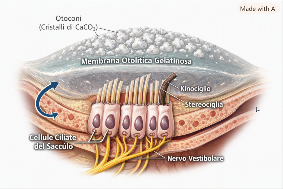 Otoconi, i cristalli di carbonato di calcio appoggiati sulla membrana otolitica